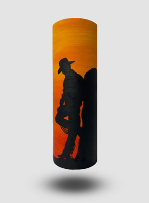Zylin Dekorröhre Cowboy im Sonnenuntergang von vorne